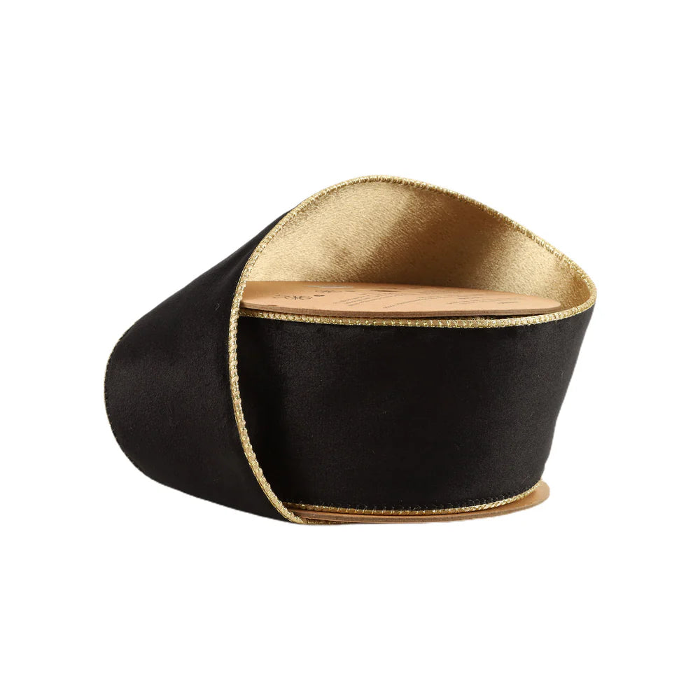 2.5inx10yd Reversible Velvet BLACK/GOLD