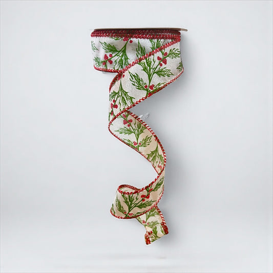 1.5 inch X 20 yard Holly on Satin
