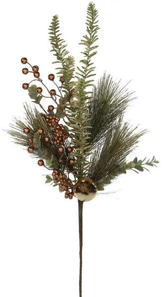 27in Metallic Fern/Berry/Cone Spray GR/GO/COPPER