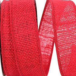 Red Burlap Wired Ribbon – 1 3/8" x 10 Yards | Rustic Wired Ribbon for Wreaths, Bows & Floral Designs