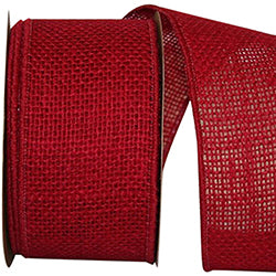 Red Burlap Wired Ribbon – 2.5" x 10 Yards | Rustic Faux Burlap Ribbon for Wreaths, Bows & Christmas Floral Designs