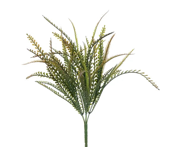 17in Beaded Sword Fern TTGreen/Brown - Premium Artificial Greenery for Wreaths, Arrangements & Home Decor
