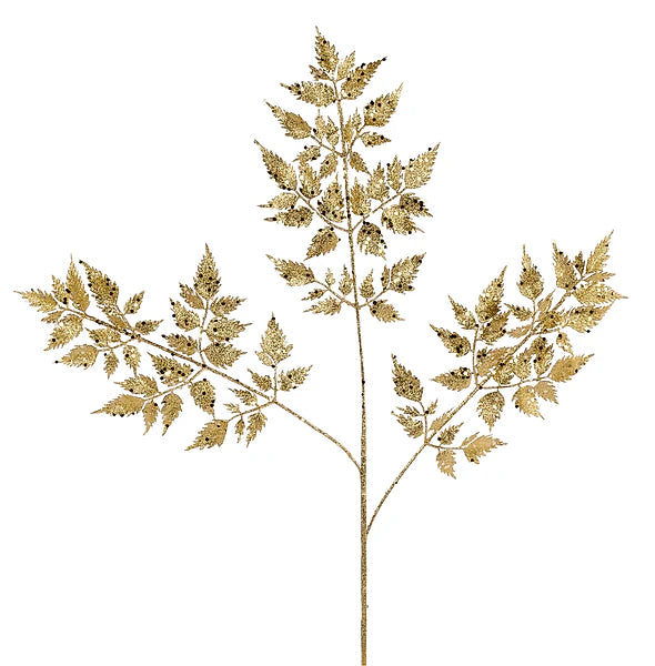 29in Gold Glitter Fern - Premium Greenery for Wreaths, Arrangements and Home Decor Essentials