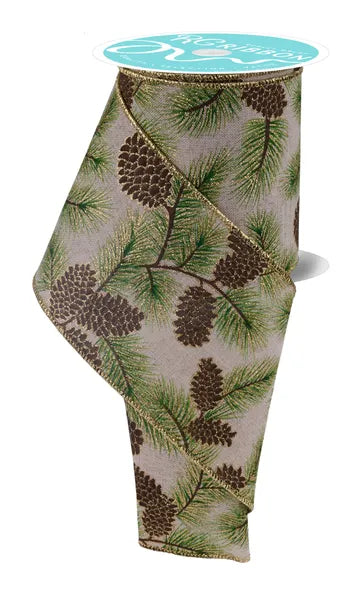 4inx10yd Pinecone Branches on Royal