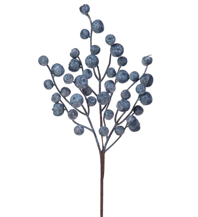 15in Blue Iced Powered Berry Spray - Premium Greenery for Wreaths, Arrangements and Home Decor Napco