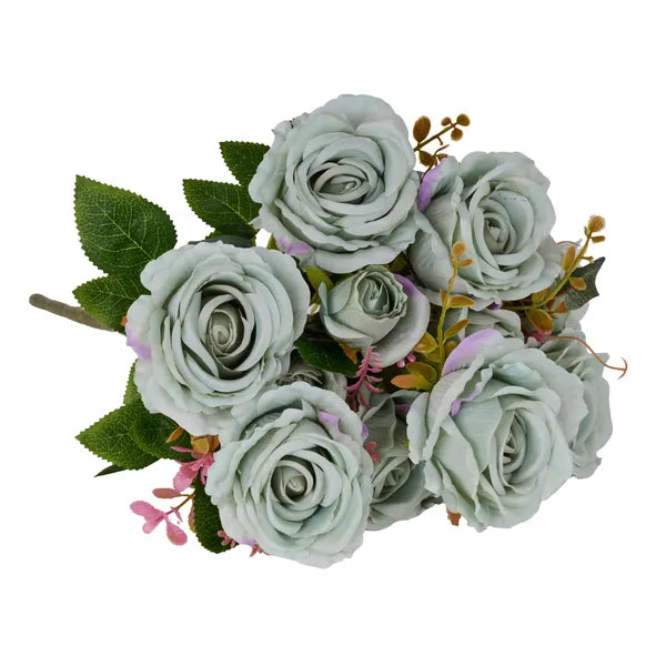 19 Inch Sage Green Rose/leaf Bush