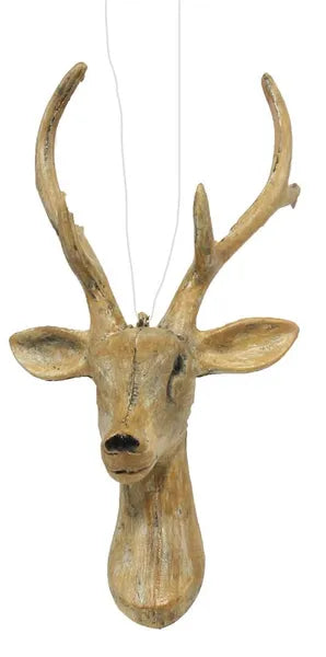 10in Woodgrain Deer Head Ornament