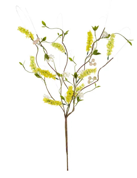 32in Yellow Twiggy Lavender and Berry Spray