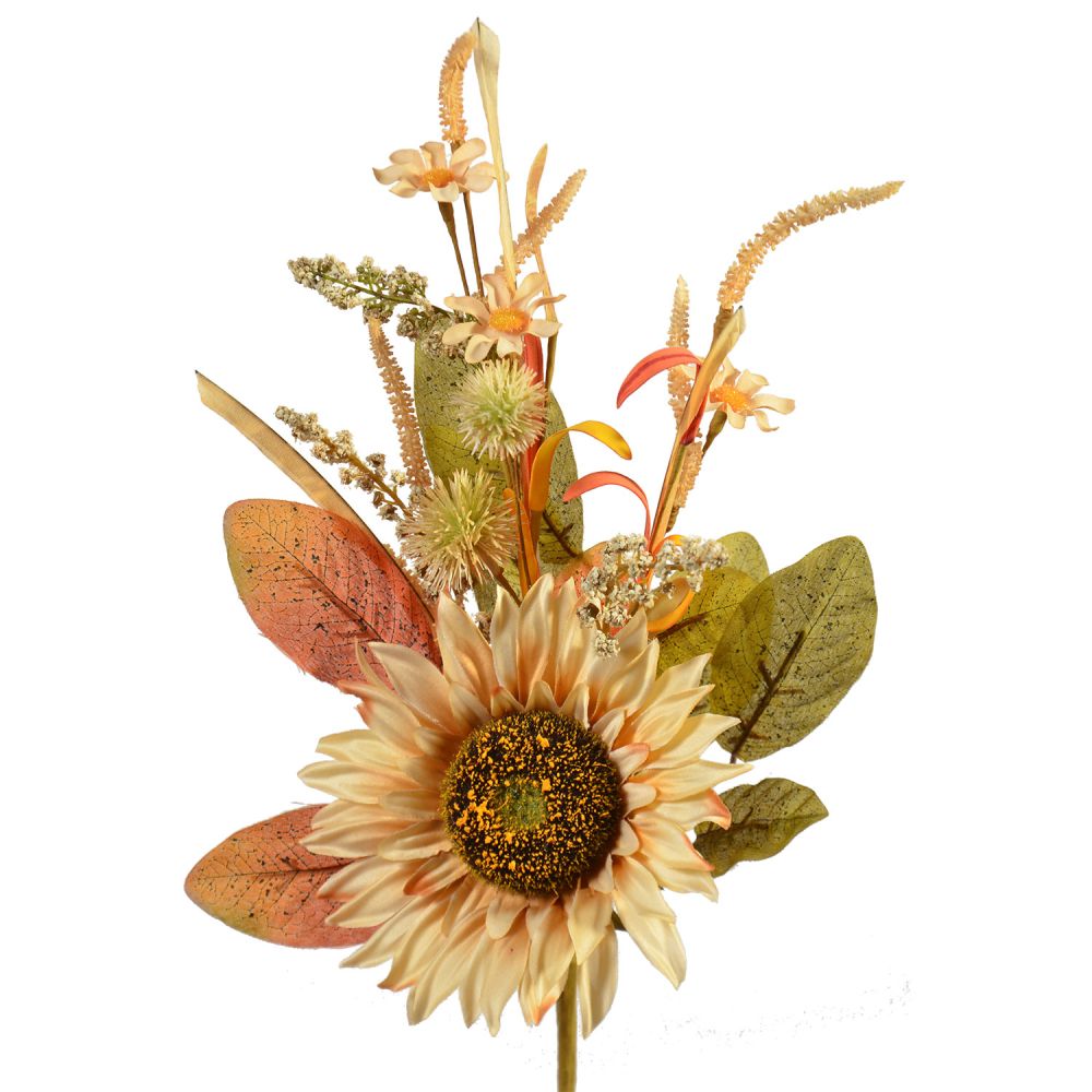 16in Beige Sunflower & Foliage