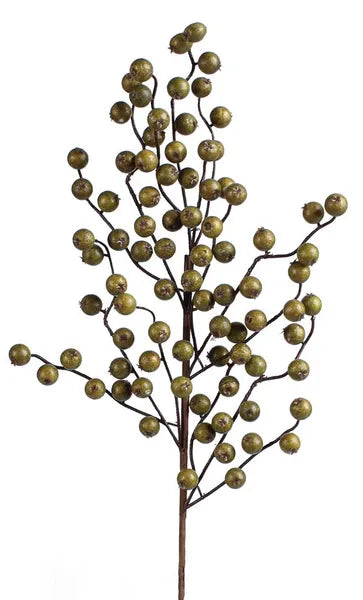 27in Olive Green Waterproof Berry Spray - Premium Greenery for Wreaths and Home Decor