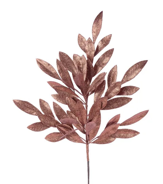 23in Glitter Copper Bay Leaf - Premium Greenery for Wreaths, Arrangements and Home Decor