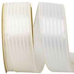 Ivory Tux Stripe Wired Ribbon – 1⅜" x 10 Yards | Elegant Satin Stripe Ribbon for Wreaths, Bows & Wedding Décor