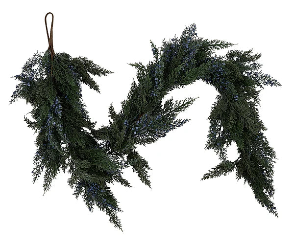 5ft Blue Cedar Berry Garland - Premium Base for Floral Designs and Home Decor Lancaster and Vintage