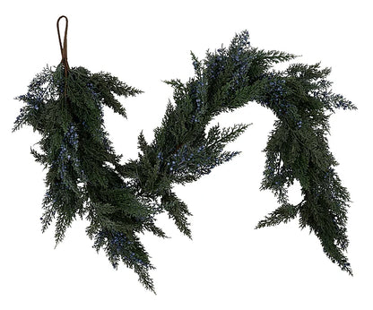 5ft Blue Cedar Berry Garland - Premium Base for Floral Designs and Home Decor Lancaster and Vintage
