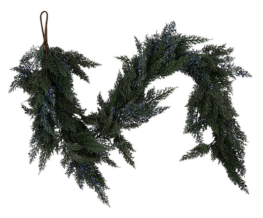 5ft Blue Cedar Berry Garland - Premium Base for Floral Designs and Home Decor Lancaster and Vintage