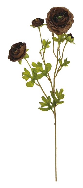 26in Brown Ruffle Ranunculus x3