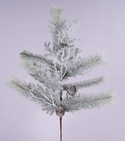 24in Glitter Snow Pine/Cone