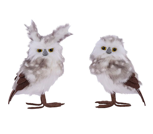 PAIR of Grey/White Owls - Premium Attachments for Wreaths, Arrangements and Home Decor Regency