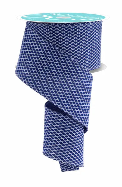 2.5inx10yd Mini Harlequin ROYAL BLUE/WHITE