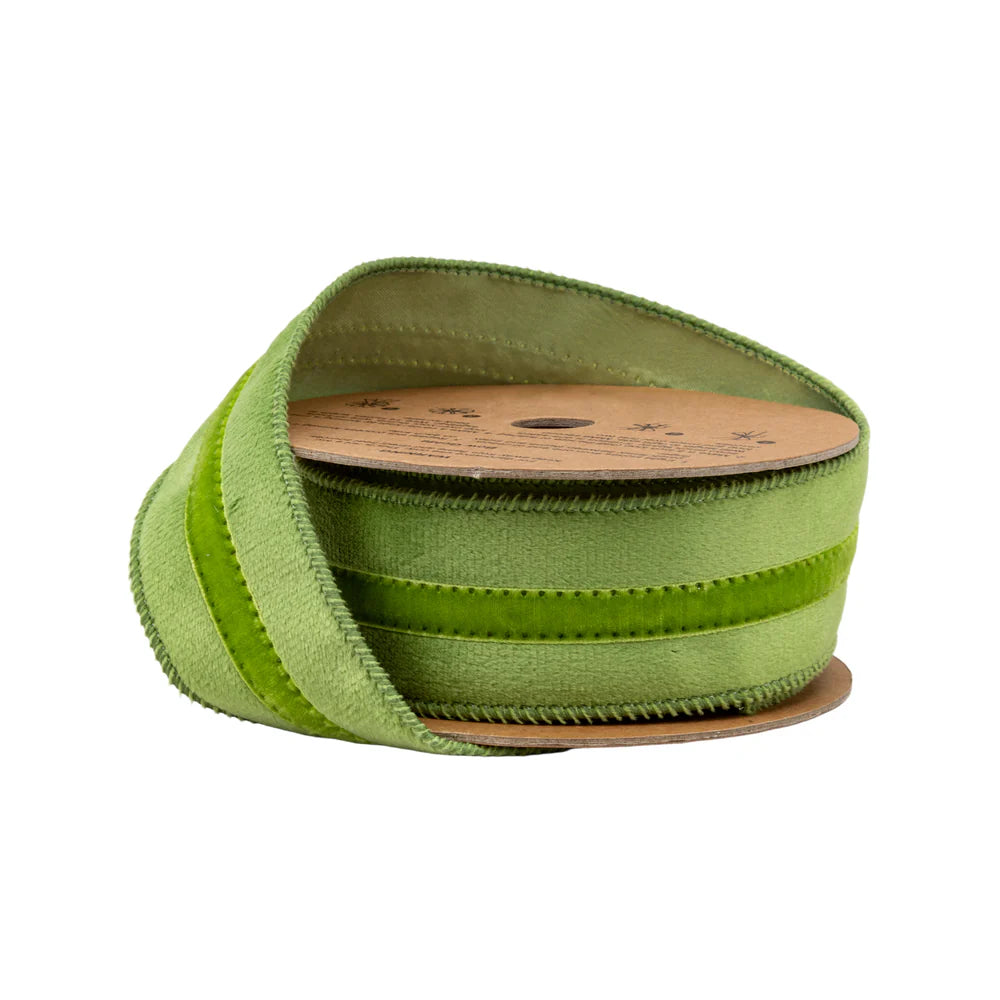1.5inx10yd Green on Green Velvet Ribbon