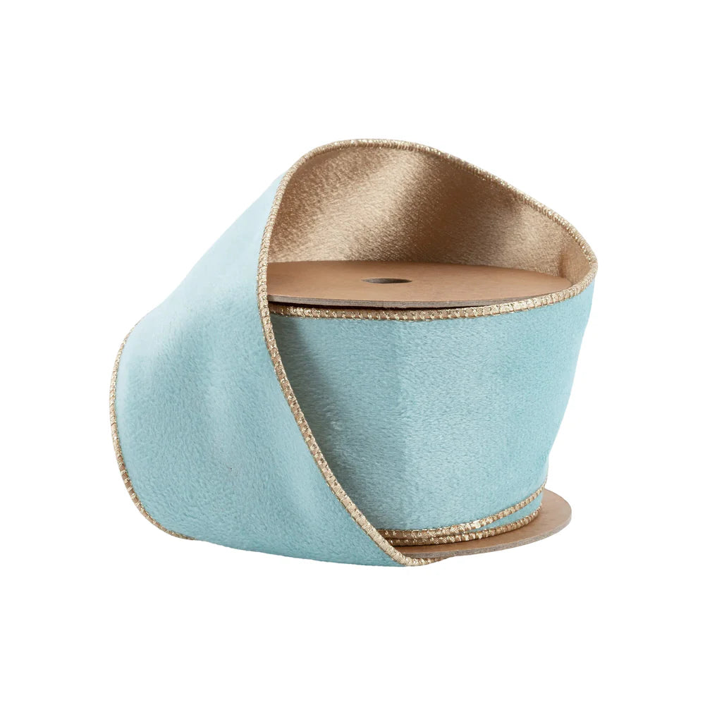 2.5inx10yd REVERSIBLE Velvet AQUA/GOLD