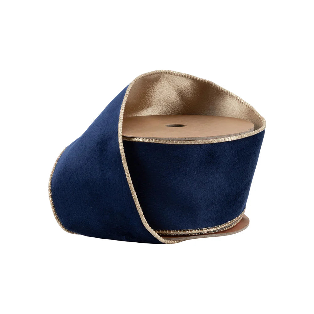 2.5inx10yd REVERSIBLE Velvet NAVY/GOLD