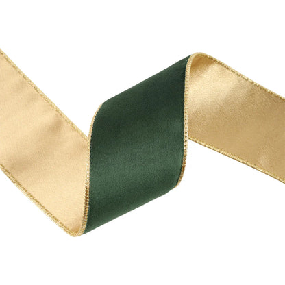 2.5inx10yd REVERSIBLE Velvet MOSS/GOLD