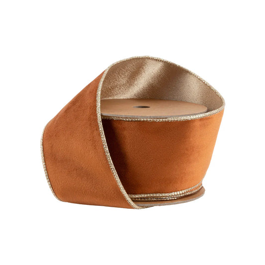 2.5inx10yd REVERSIBLE Velvet RUST/GOLD
