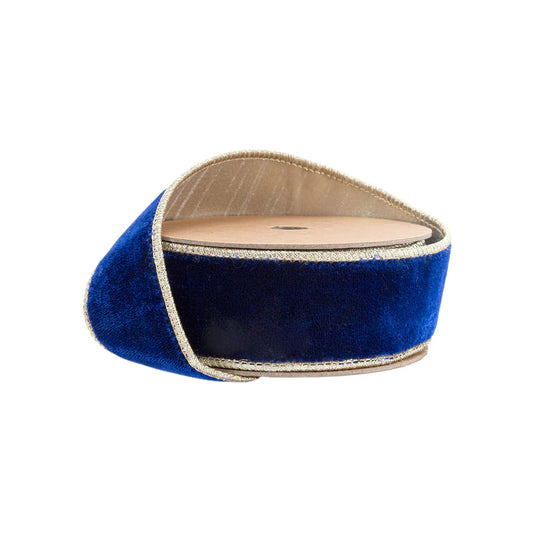 1.5inx10yd Royal Blue / Gold Dupion Fused Ribbon