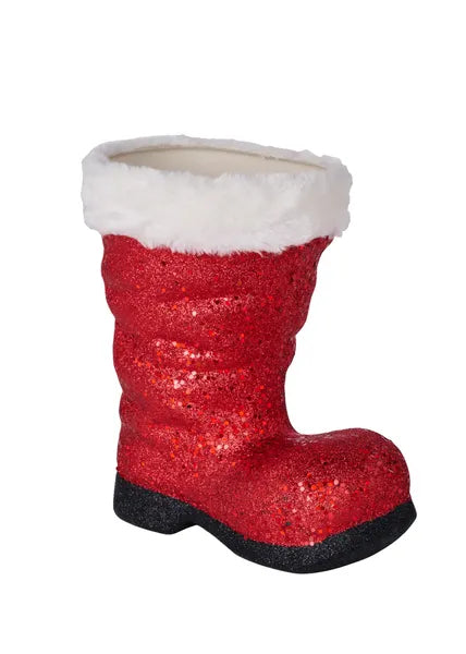 9.5x8.5in Glitter/Fur SANTA BOOT