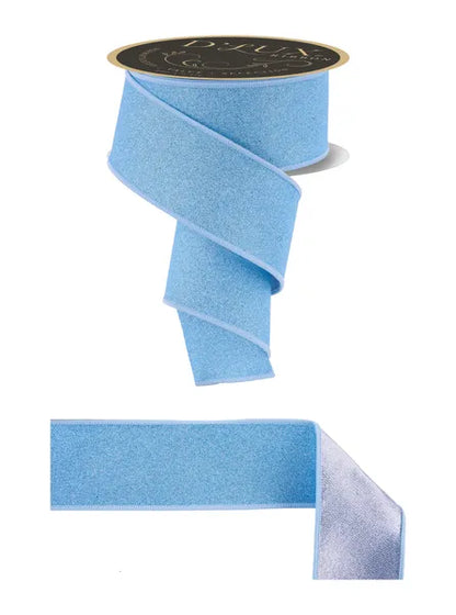 2.5inx10yd Blue/Silver Fine Glitter Fused Ribbon