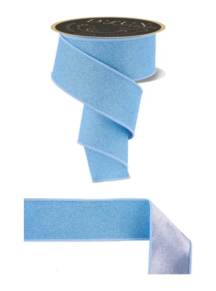 2.5inx10yd Blue/Silver Fine Glitter Fused Ribbon
