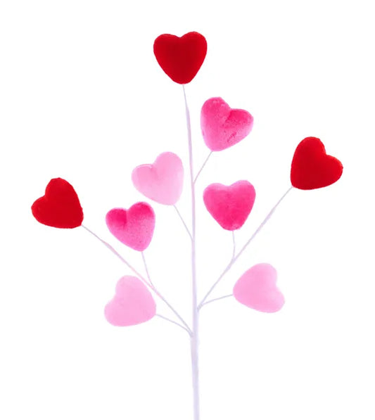 20in Pink & Red Velvet Heart Spray