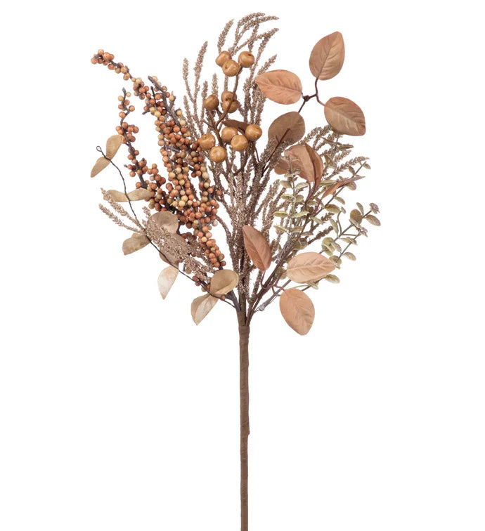 17in Gold Mixed Berry Foliage Pick - Premium Greenery for Wreaths, Arrangements and Home Decor Napco