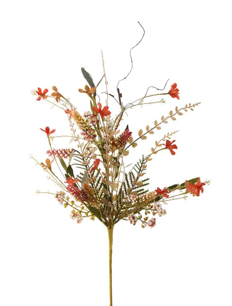 24in Rust Orange Ivory Fabric Flower Spray- Premium Florals for Wreaths and Home Decor