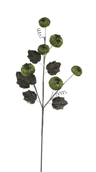 29in Metallic Green Black Pumpkin Spray