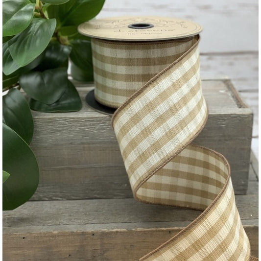 2.5inx10yd Canvas Check IVORY/KHAKI