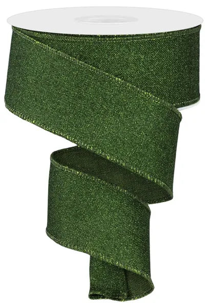 1.5inx10yd Fine Glitter on Royal MOSS GREEN