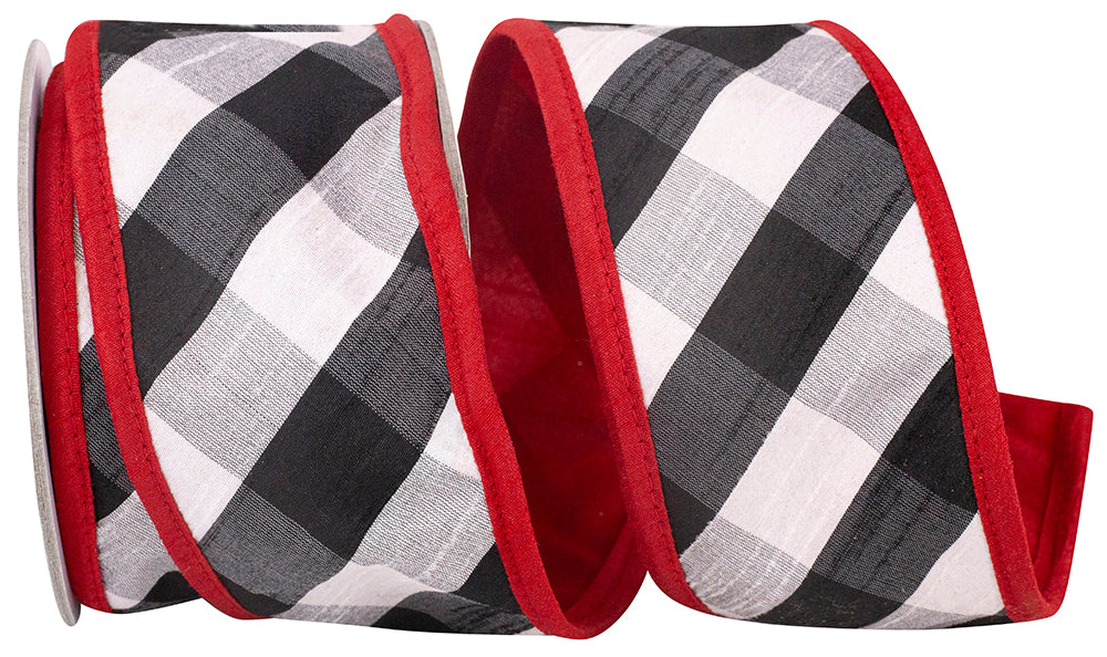 2.5inx10yd Checker Black/White w/Red Edge/Back