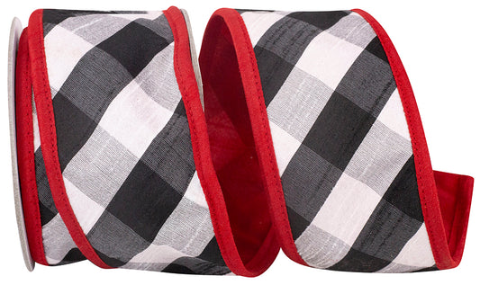 2.5inx10yd Checker Black/White w/Red Edge/Back
