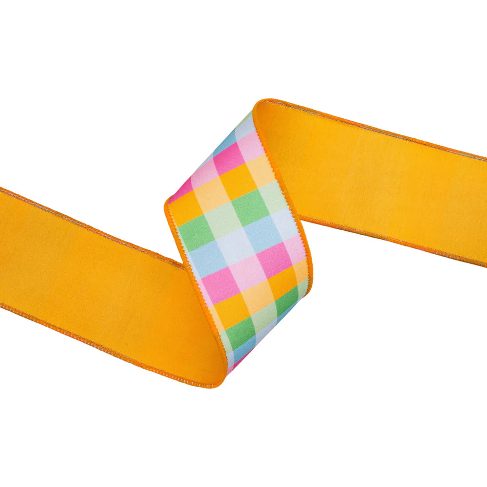 2.5in Multi-Check Dupioni w/Yellow Back