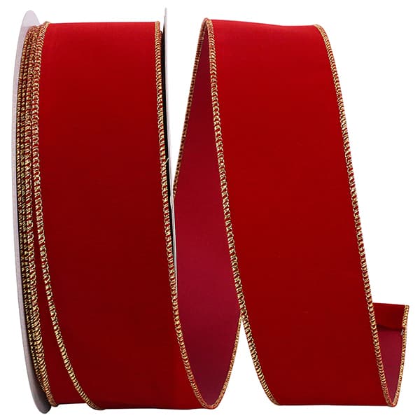 2.5inx10yd Value Velvet SCARLET w/Gold Edge Reliant