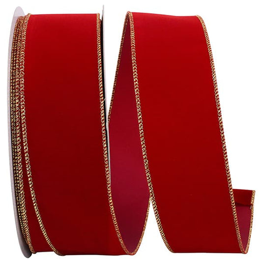 2.5inx10yd Value Velvet SCARLET w/Gold Edge Reliant