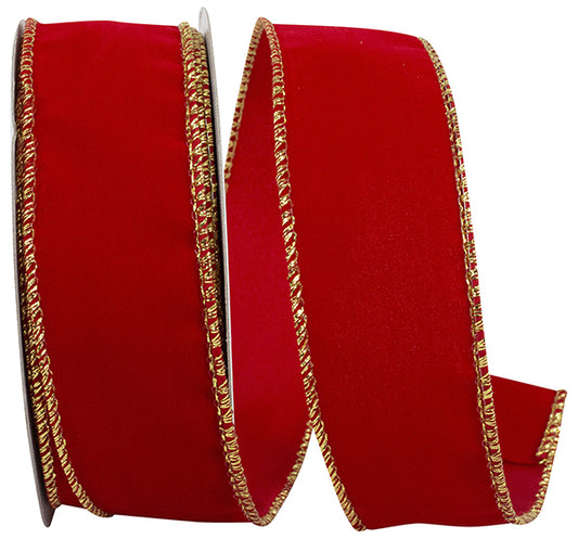 1.5inx10yd Value Velvet Scarlet w/Gold Edge