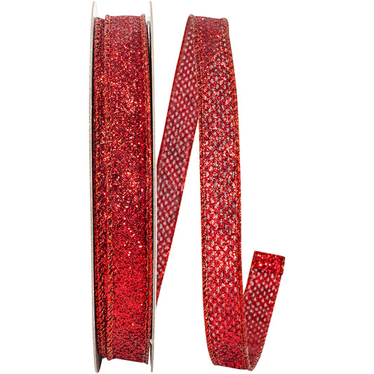 5/8in 25YARDS Glitter Lame RED
