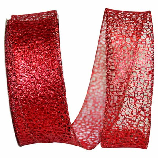 20YARD x1.5in Web Mesh Red Metallic Ribbon