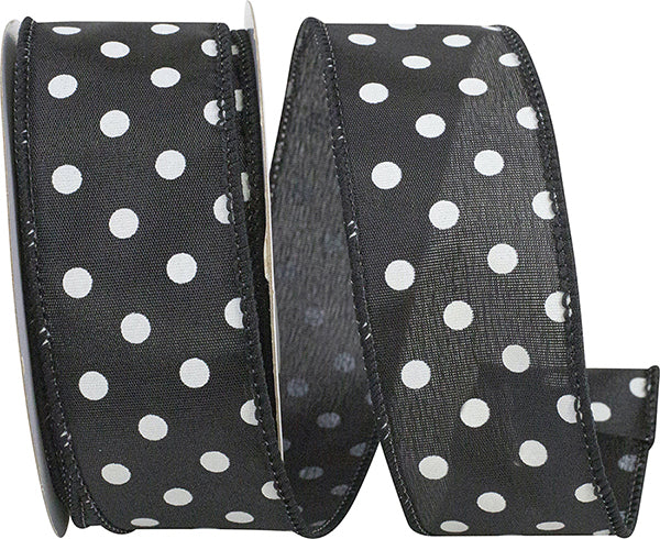 1.5inx10yd WHITE dot on BLACK