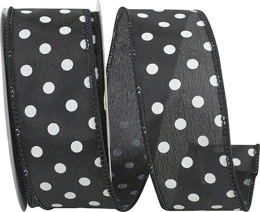 1.5inx10yd WHITE dot on BLACK