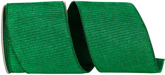 4" Pleated Metallic Luxe Emerald Green Wired Ribbon | 10 Yard Christmas Designer Ribbon Reliant Ribbon