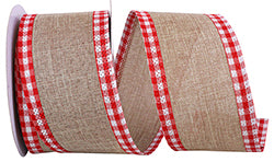 2.5inx10yd Linen Gingham NAT/RED